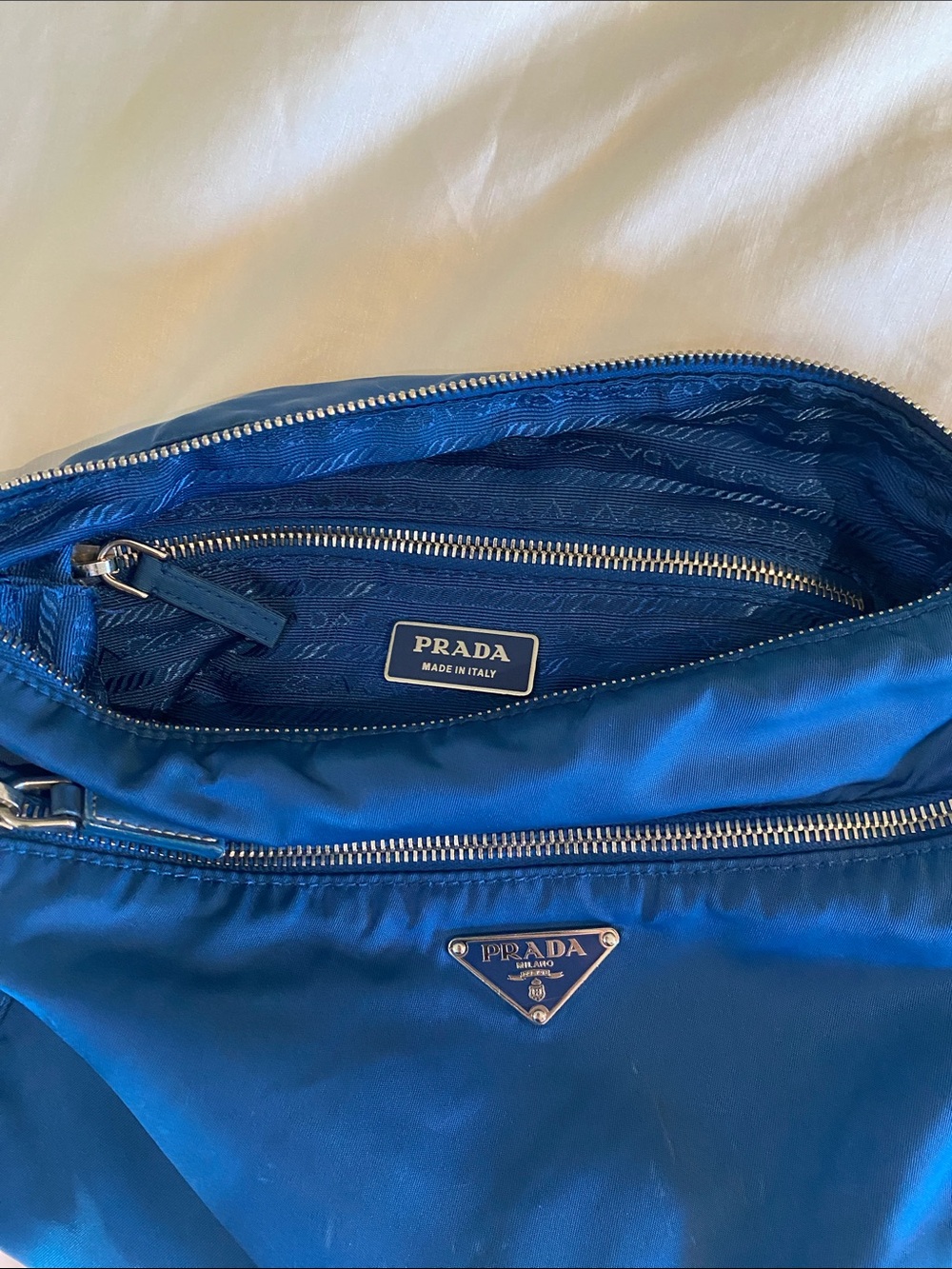 Vintage Prada Teal-Blue Nylon Crossbody Shoulder Bag - Picture 9 of 11